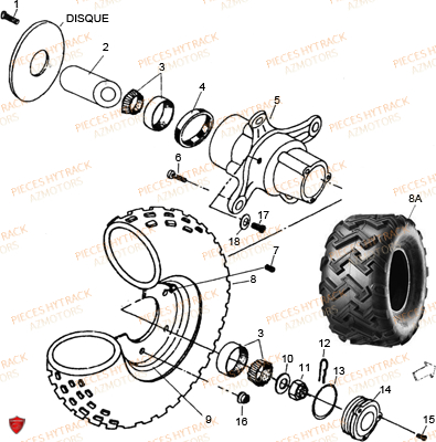 Roues Avant HYTRACK Pièces Quad HY265H