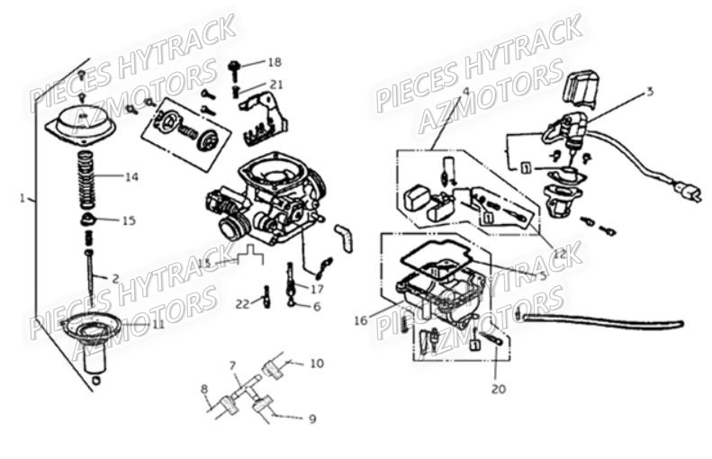 Carburateur HYTRACK Pièces Quad HY290 4x2/4x4