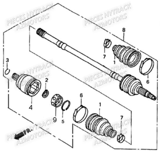 CARDAN AVANT 4X4 AZMOTORS HY290 4X2 4X4