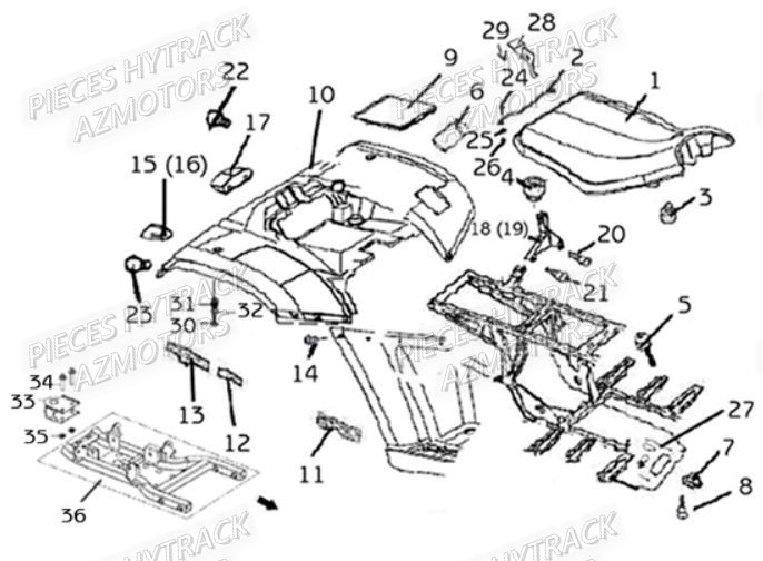Carrosserie Arriere HYTRACK Pièces Quad HY290 4x2/4x4
