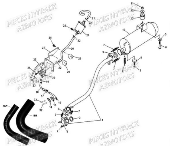 ECHAPPEMENT HYTRACK Pièces Quad HY290-4x2-4x4