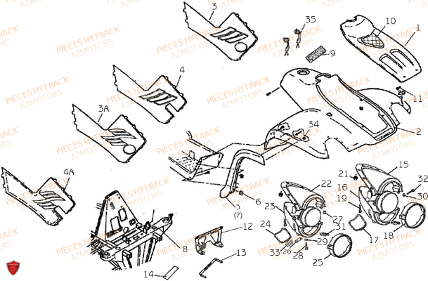 Carrosserie Avant AZMOTORS Pièces Quad HY300 - 4x2