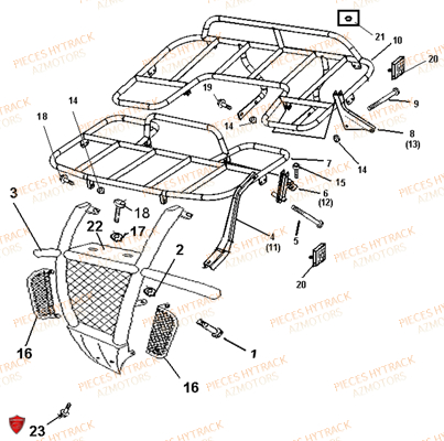 Pare Chocs Et Porte Bagages AZMOTORS Pièces Quad HY300 - 4x2