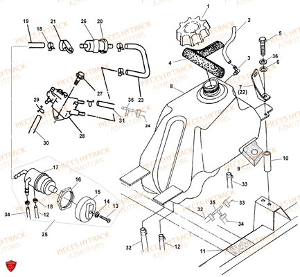 Reservoir AZMOTORS Pièces Quad HY300 - 4x2