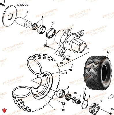 Roues Avant HYTRACK Pièces Quad HY300 - 4x2
