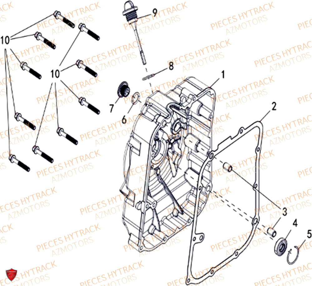 Carter Moteur Droit HYTRACK Pièces Quad HY300X - 4x2