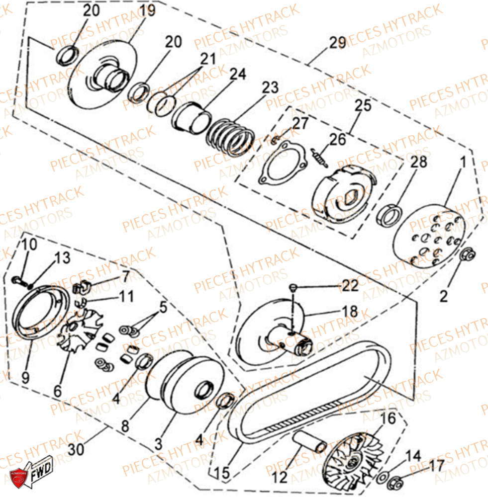 Variateur HYTRACK Pièces Quad HY300X - 4x2