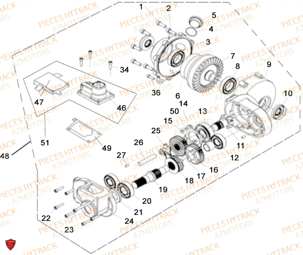 Pont Avant 4x4 HYTRACK Pièces Quad HY300X - 4x4