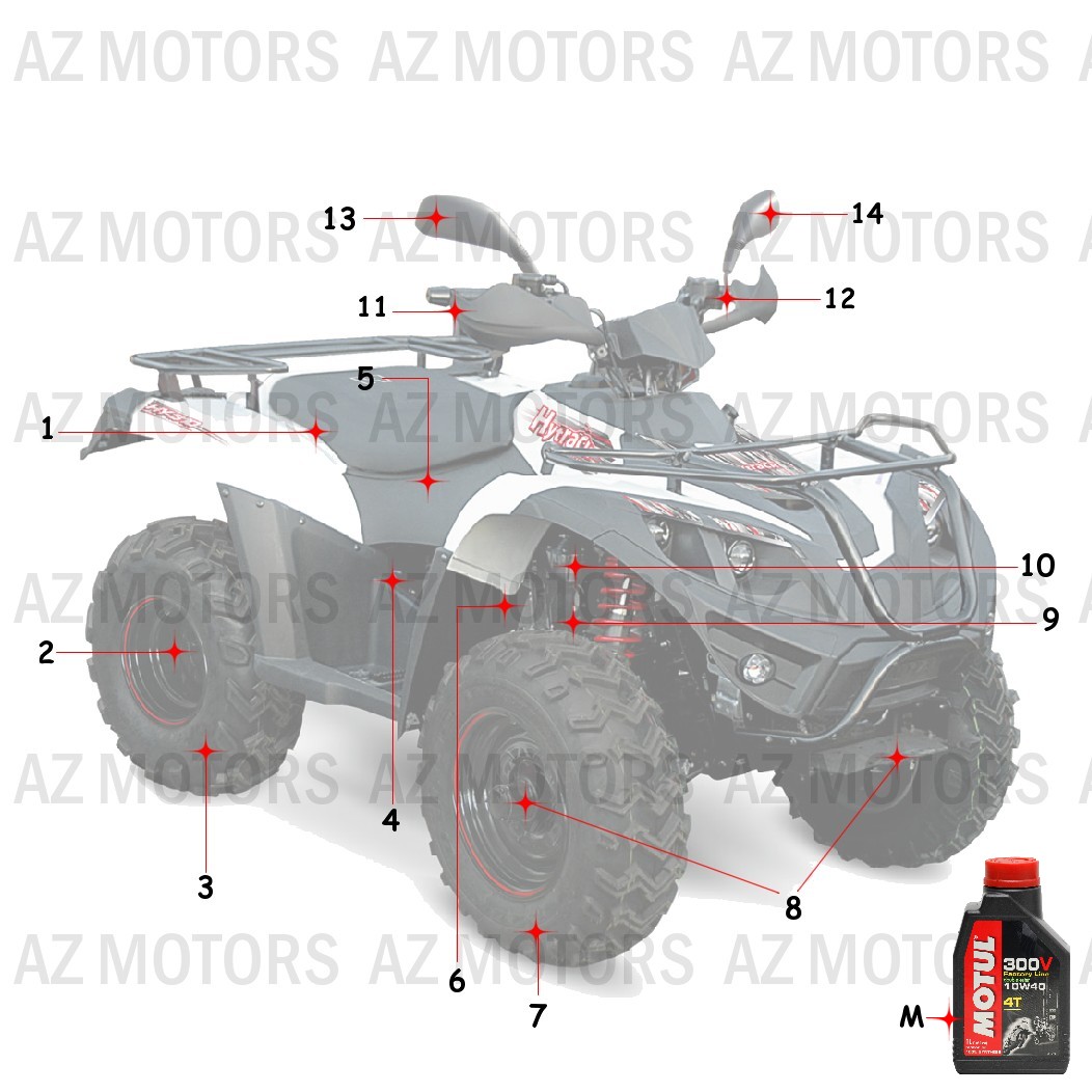 1consommables AZMOTORS Pièces Quad HY310