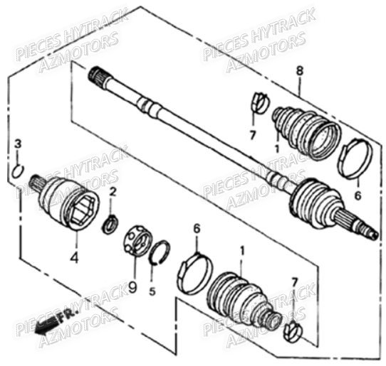 Cardan Avant 4x4 AZMOTORS Pièces Quad HY310