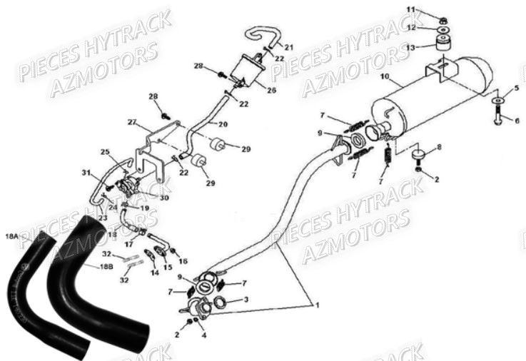 Echappement AZMOTORS Pièces Quad HY310