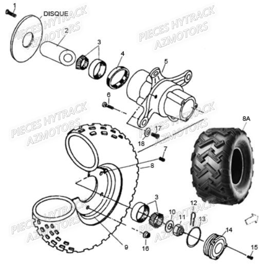 Roue Avant 4x2 AZMOTORS Pièces Quad HY310