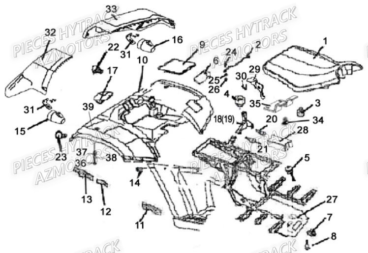 Carrosserie Arriere HYTRACK Pièces Quad HY310S 2x4/4x4