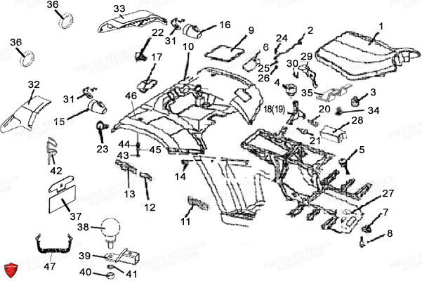 Carrosserie Arriere Selle Deco HYTRACK Pièces HY310T 4x2/4x4