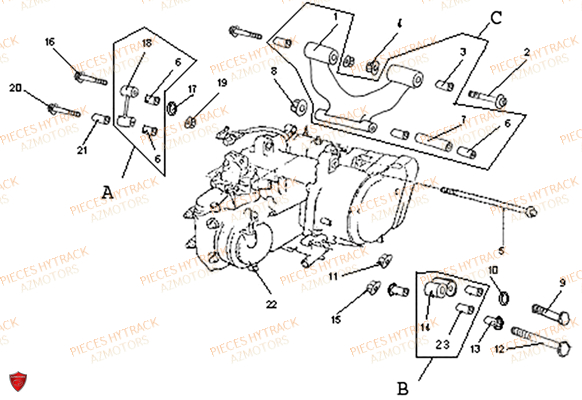 Moteur AZMOTORS Pièces Quad HY320 4x2/4x4