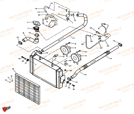 Refroidissement HYTRACK Pièces Quad HY320 4x2/4x4