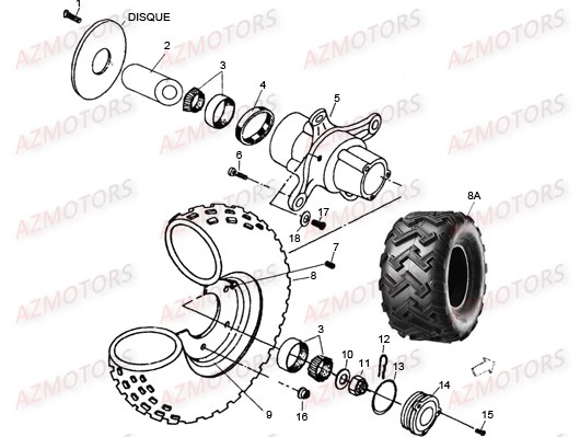 Roues Avant 4x2 HYTRACK Pièces Quad HY320 4x2/4x4