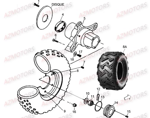 Roues Avant 4x4 HYTRACK Pièces Quad HY320 4x2/4x4