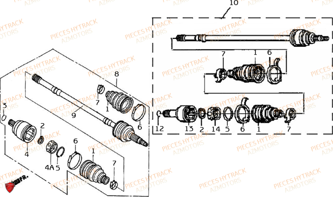 Cardan Avant Et Arriere HYTRACK Pièces Quad HY400