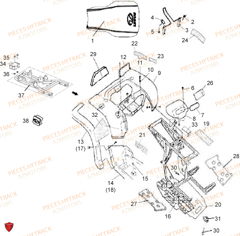 Carrosserie Arriere HYTRACK Pièces Quad HY400