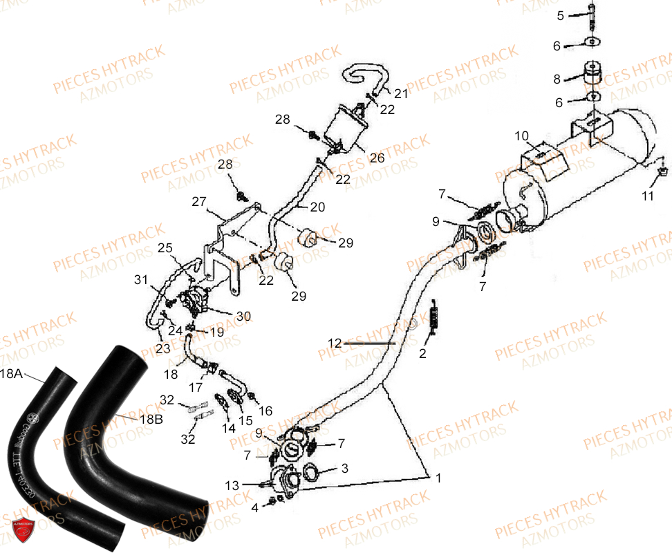 ECHAPPEMENT HYTRACK Pièces Quad HY400