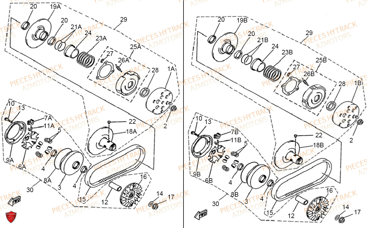 Variateur HYTRACK Pièces Quad HY400