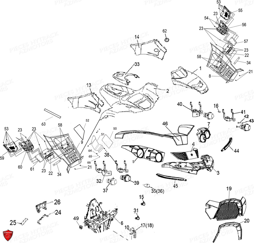 Carrosserie Avant Chassis HYTRACK Pièces Quad HY410IS E4 4x2/4x4