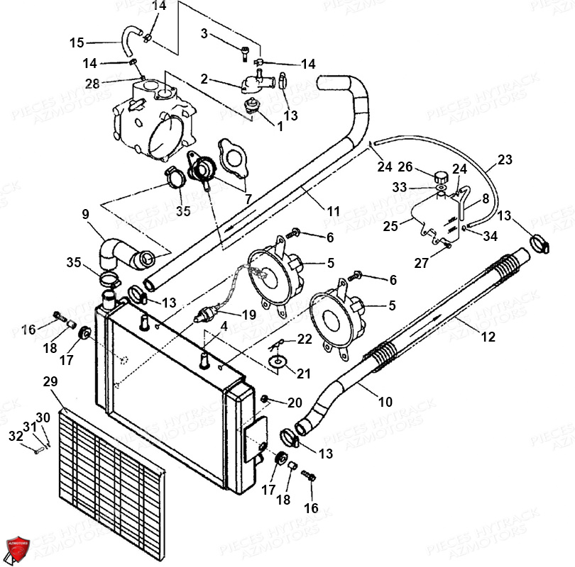 Circuit De Refroidissement 4x4 HYTRACK Pièces Quad HY410IS E4 4x2/4x4