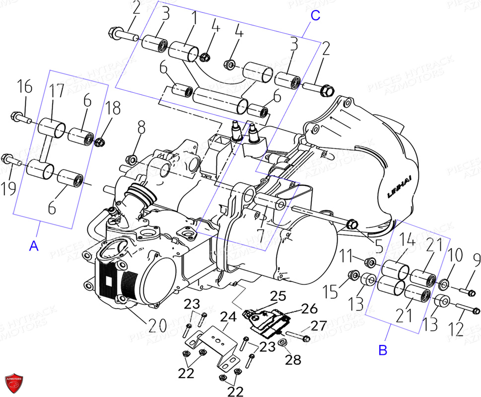 Ensemble Moteur Support Moteur HYTRACK Pièces Quad HY410IS E4 4x2/4x4