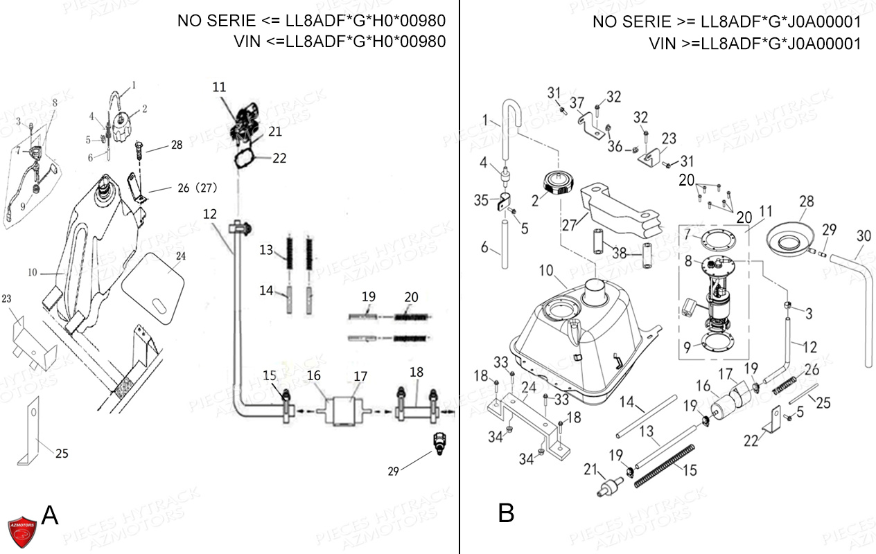 Reservoir Carburant HYTRACK Pièces Quad HY410IS E4 4x2/4x4