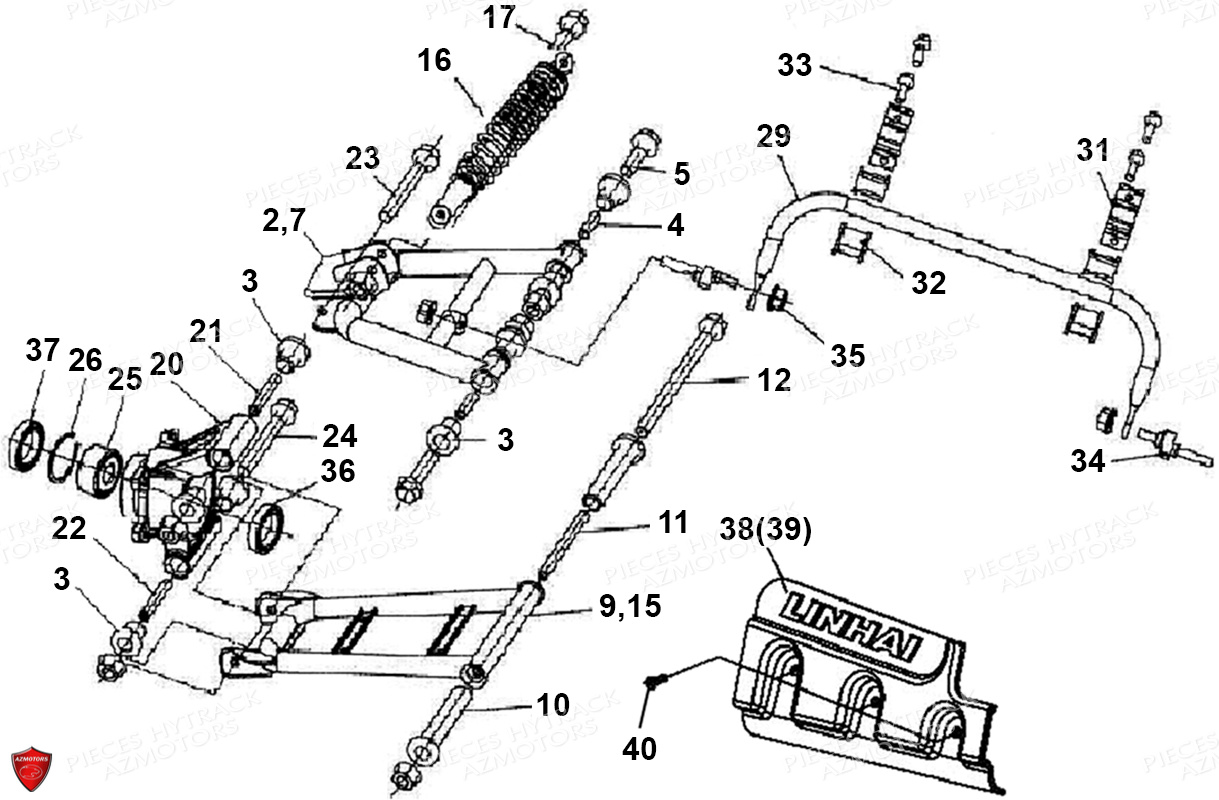Suspensions Arriere HYTRACK Pièces Quad HY410IS E4 4x2/4x4