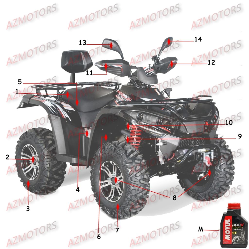 Consommables AZMOTORS Pièces Quad HY410S Carbu 4x2/4x4