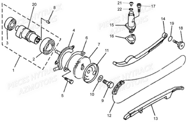 Arbre A Cames HYTRACK Pièces Quad HY410S Carbu 4x2/4x4