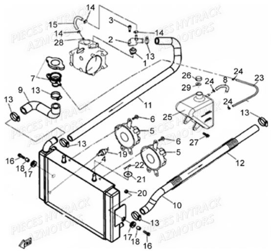 Circuit De Refroidissement 4x2 AZMOTORS Pièces Quad HY410S Carbu 4x2/4x4