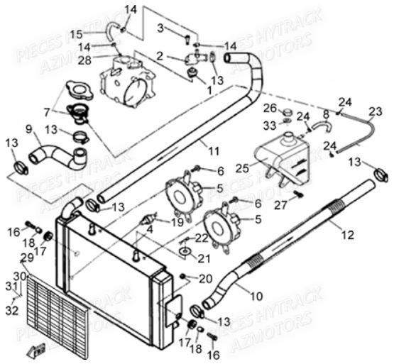 Circuit De Refroidissement 4x4 HYTRACK Pièces Quad HY410S Carbu 4x2/4x4