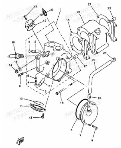 Cylindre AZMOTORS Pièces Quad HY410S Carbu 4x2/4x4