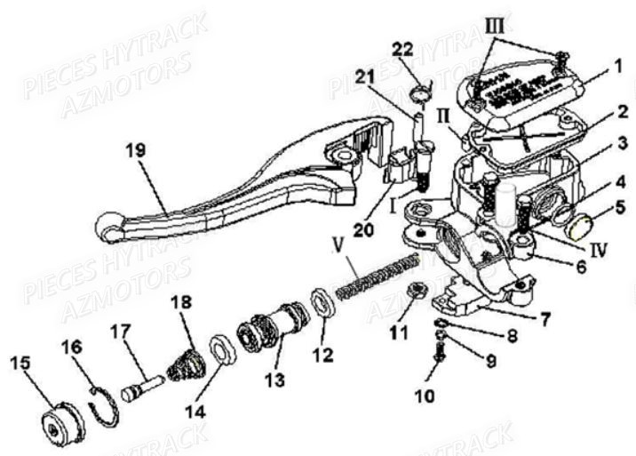 Maitre Cylindre Avant AZMOTORS Pièces Quad HY410S Carbu 4x2/4x4