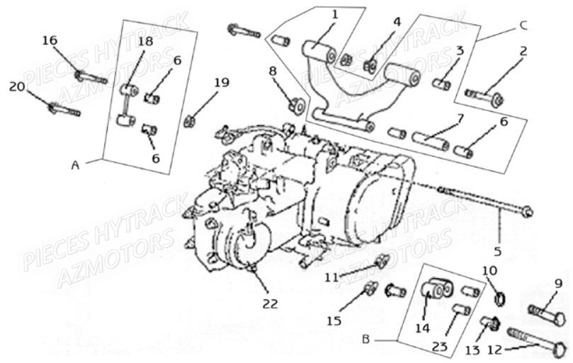 Moteur AZMOTORS Pièces Quad HY410S Carbu 4x2/4x4