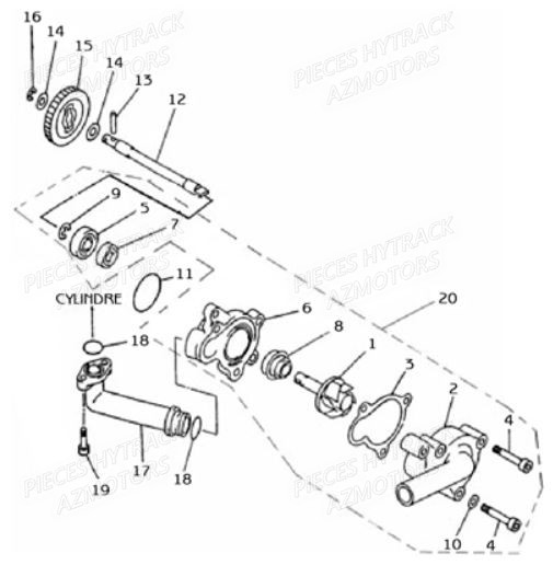 Pompe A Eau AZMOTORS Pièces Quad HY410S Carbu 4x2/4x4