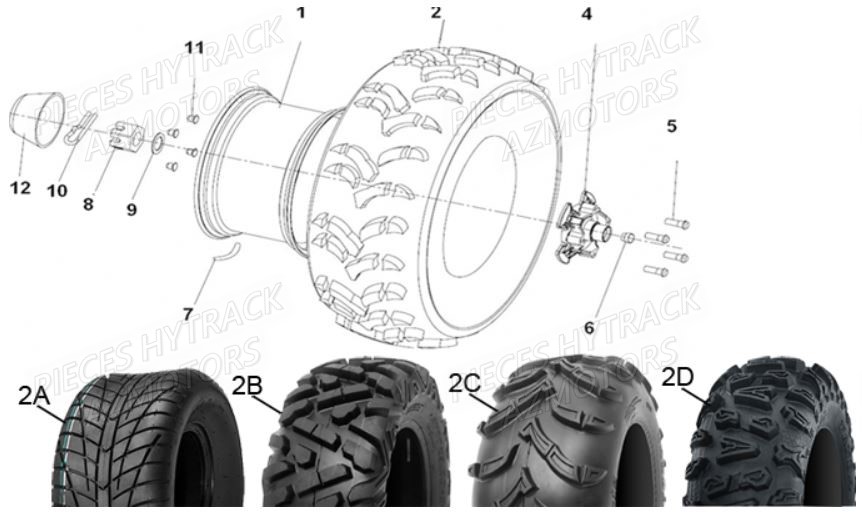 PNEU URIDE P390 25X8-12 6 PLIS MASAI pour ROUES AVANT de HY410S