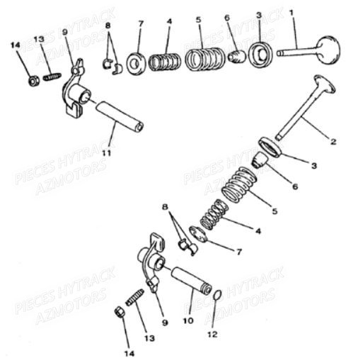 Soupapes AZMOTORS Pièces Quad HY410S Carbu 4x2/4x4