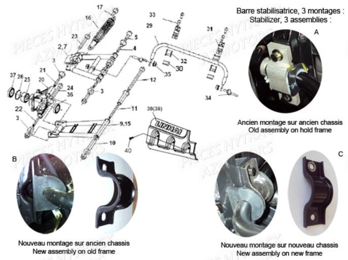 Suspensions Arriere AZMOTORS Pièces Quad HY410S Carbu 4x2/4x4