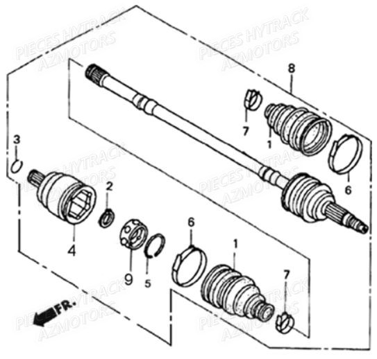 Cardan Avant 4x4 AZMOTORS Pièces Quad HY420 4x2 / 4x4