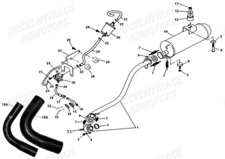 ECHAPPEMENT HYTRACK Pièces Quad HY420 4x2 - 4x4