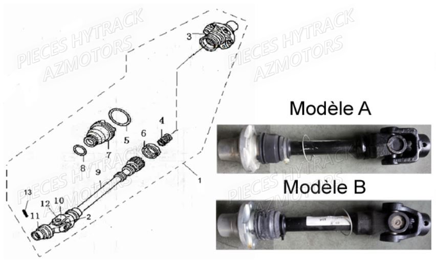 Ensemble Cardan Arriere AZMOTORS Pièces Quad HY420 4x2 / 4x4