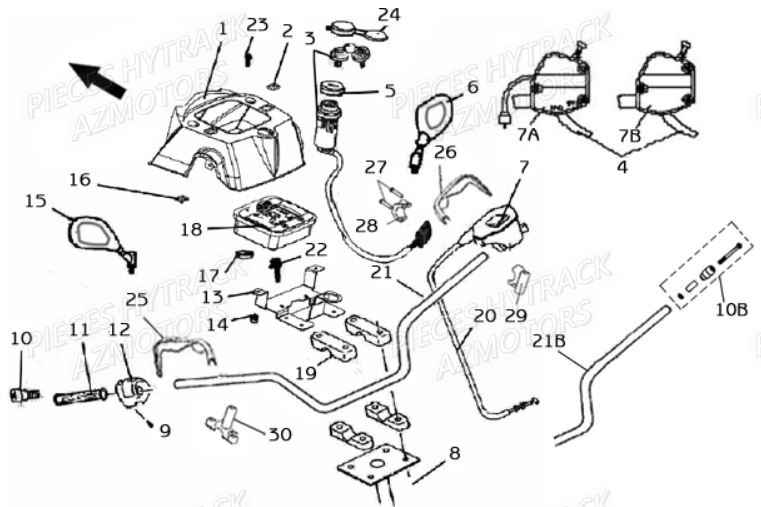 Guidon AZMOTORS Pièces Quad HY420 4x2 / 4x4