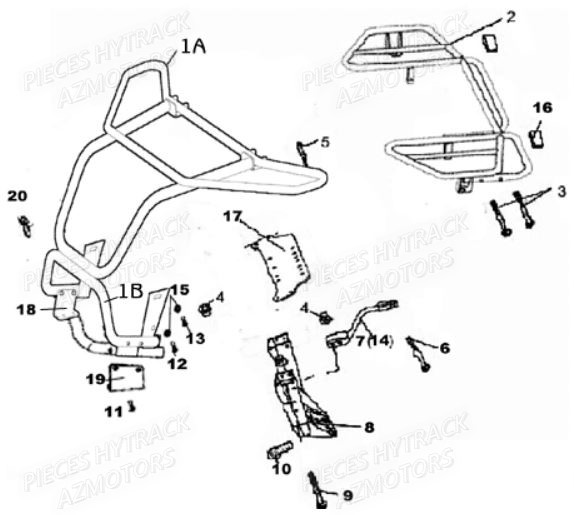 Porte Bagages AZMOTORS Pièces Quad HY420 4x2 / 4x4