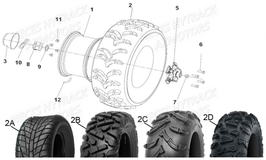 Roues Arriere AZMOTORS Pièces Quad HY420 4x2 / 4x4