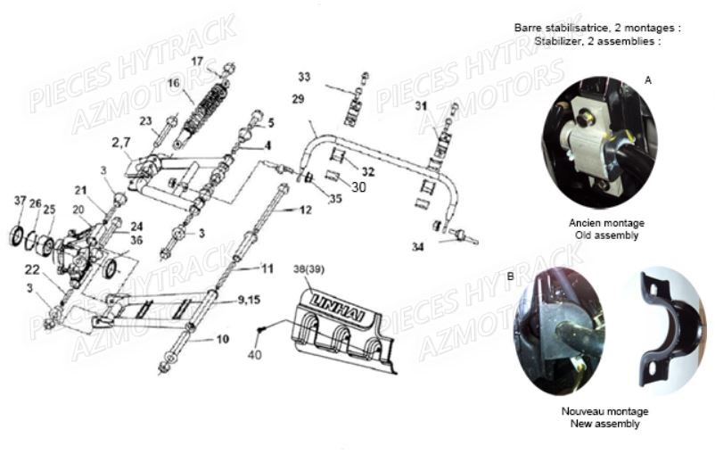 Suspensions Arriere HYTRACK Pièces Quad HY420 4x2 / 4x4