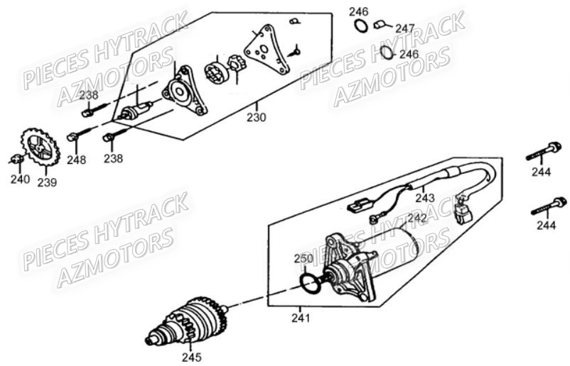 DEMARREUR HYTRACK Pieces HY 50 Avant-Juin-2006-piece-en-stock-origine-quad-hytrack-bougie-batterie-courroie-galets-carenage-ampoule-alternateur-alimentation-electrique-cable-de-freins-carburateur-carrosserie-avant-carrosserie-arriere-carter-moteur-droit-chassis-roue-plaquettes-de-frein-colonne-de-direction-culasse-cylindre-piston-embiellage-direction-avant-selle-echappement-filtre-a-air-marche-pied-poignees-suspension-variateur-transmission-kitchaine-enfant